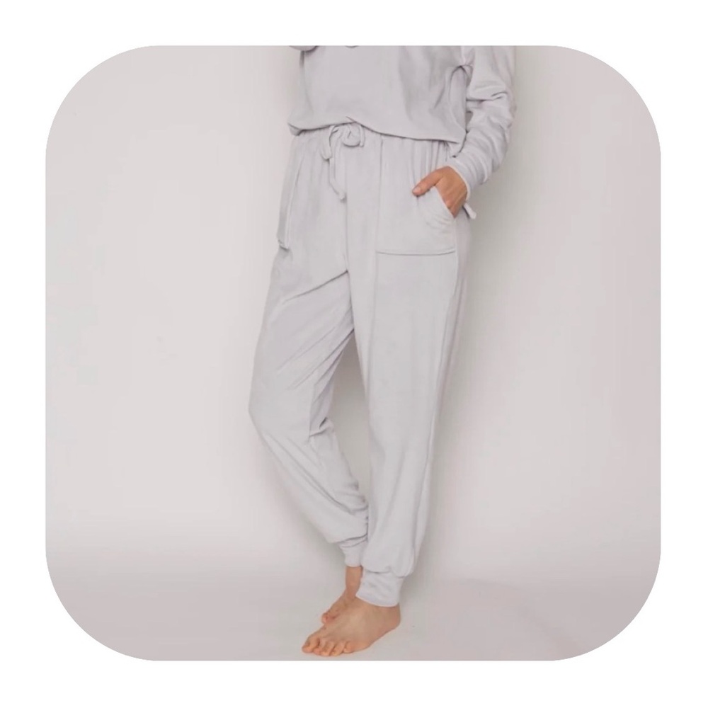 Kay Anna L silver grey ultra soft velour lounge jogger